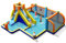 COSTWAY Inflatable Water Slide, Jumping Bouncy Castle with Climbing Wall, Football Field, Splashing Pool and Water Cannons, Outdoor Blow Up Activity Center for Kids Summer Play (without blower)