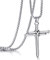 MUERDOU Men's Stainless Steel Nail Cross Pendant Necklace with 24 Inch Chain Polished Silver