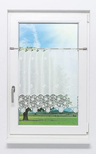 Plauener Spitze Scheibengardine Blütenmeer (Bx H) 80cm * 60cm weiß