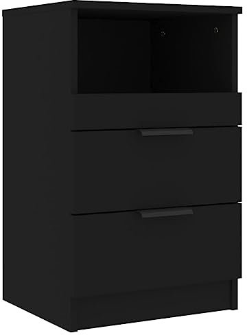 vidaXL Nachttisch mit 2 Schubladen 1 Fach Nachtschrank Nachtkonsole Nachtkommode Schlafzimmer Schrank Kommode Schwarz Holzwerkstoff 40x36x65cm