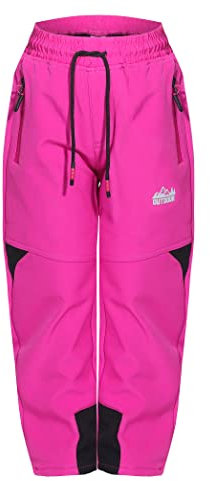 ZARMEXX Kinder Softshell Thermohose Jungen Mädchen Outdoor Trekking Herbst Winter Schneehose Ski Wanderhose (SF-1984 pink, 122)