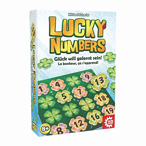Game Factory 646307 Lucky Numbers, Legespiel für Erwachsene und Kinder ab 8 Jahren, Familienspiel, für 1-4 Spieler, Weiß