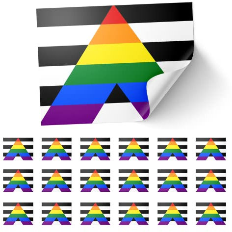 20 X Straight Ally LGBT Pride Sexuality Flag Stickers - Rectangle Event Laptop Travel Party 8.5xm x 5.5cm