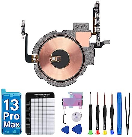 DGSCSMY Für iPhone 13 Pro Max Power Volume Button NFC Chip Wireless Charging Charger Panel Coil Replacement OEM On/Off Switch Control Silent Mute Key Repair Fix Tools Kit A2641 A2643 A2644 A2645 A2484