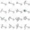 JeweBella 16 Stück 16G Helix Tragus Piercing Knorpel Ohrringe für Damen Chirurgenstahl Innengewinde CZ Mond Herz Blatt Medusa Labret Piercing Nasenstecker Lippenpiercing Helix Piercing Ohr