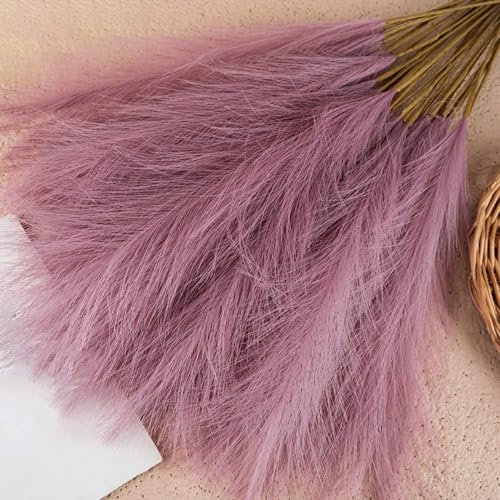 10 Stück Pampas Grass Deko,Getrocknete Pampasgrasdekoration,Pampas Boho Deko Mini-Pampas-Schilfgras,Pampasgras-Bouquet Schilfblume Deko für Hochzeits-Blumenarrangements,Heimdekoration,Pink Lila