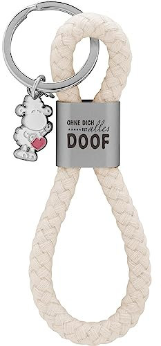 Sheepworld Schlüsselanhänger Loop Motiv Ohne dich ist alles doof | Anhänger bestehend aus einer geflochtenen Schlaufe, mit Motivdruck Ohne dich ist alles doof, mit Schaf-Charm | 48360