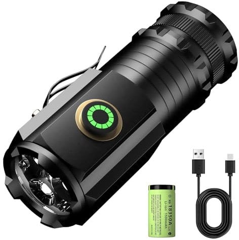 ASORT LED Taschenlampe Mini Extrem Hell,5000 Lumen Aufladbar,5 Lichtmodi kleine Torch mit Magnete und Langer Betriebsdauer,3* Starke Lampenperlen,IPX6 Wasserdicht, für Camping,Wandern,Outdoor,Notfälle