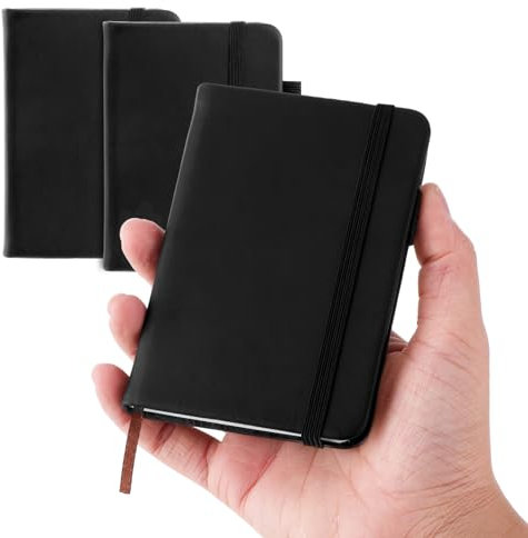 YUXIANLB 2 Stück Taschennotizbuch Kleines Notizbuch Tagebuch Hardcover Notizbücher Notizblock Hochwertiges Dickes Liniertes Papier Mit Markierungsbändern Für Büroarbeiten A7 100 Seiten Schwarzes Leder