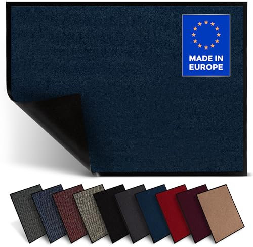 Jan Max Fußmatte, Hohe Saugfähigkeit, Sauberlaufmatte, Türmatte, rutschfest und Sicher, Einfache Reinigung, Qualität Schmutzfangmatte 60 x 90 cm in blau