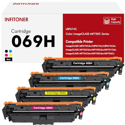 069H 069 Toner Set Kompatibel für CRG 069H 069 imageCLASS für Canon i-sensys mf752cdw Toner MF754cdw MF751Cdw MF753Cdw MF756Cx LBP673Cdw LBP674Cdw LBP674Cx (Schwarz Cyan Magenta Gelb 4 Pack)