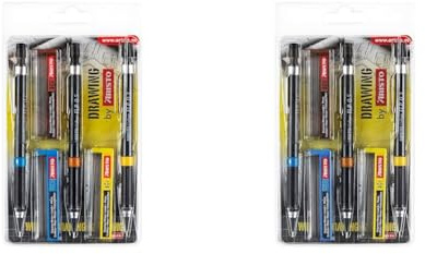 Aristo AR23559 Druckbleistifte College FLP 3er Set (Minen 0.35/0.5/0.7 mm, Härtegrad HB, inkl. Ersatzminen) schwarz (Packung mit 2)