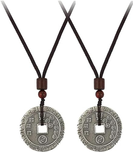 Hualabo Feng-Shui-Münzen-Halskette, chinesische Glücksmünzen, Feng Shui-Münzen, Halskette, Glücksgeschenke, Charm-Dekoration für Reichtum, Wohlstand, für Männer und Frauen, um Glück anzuziehen