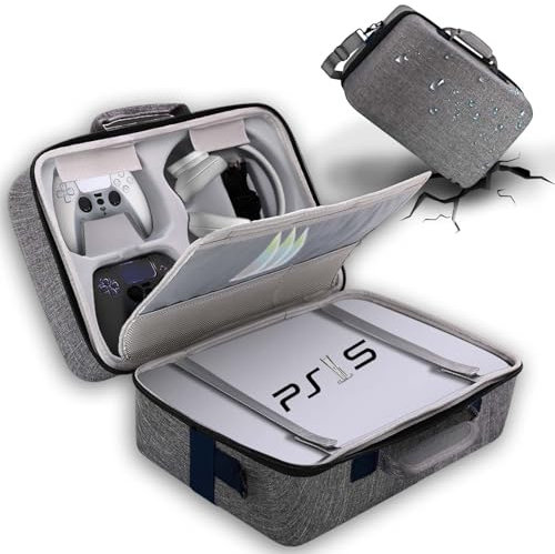 Custodia rigida per PS5, custodia protettiva portatile da viaggio per PS5/PS5 Pro, borsa portaoggetti di grande capacità per PlayStation 5, compatibile con controller console per Disk Digital Edition