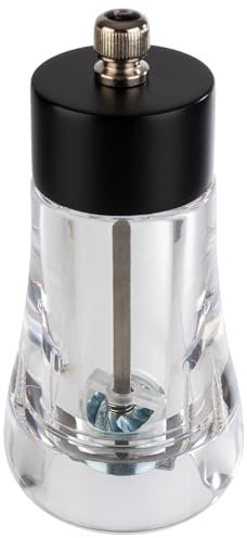 APS 40583 Salzmühle, Gewürzmühle aus Acryl und Edelstahl schwarz, Mahlwerk aus Carbonstahl, Mahlgrad stufenlos einstellbar, Ø 6 cm, Höhe 13 cm