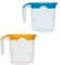 1 Liter Plastic Water Jug with Lid Milk Juices Drinks Fridge Jug Ideal for Everyday Use Indoor Outdoor Party (Blue & Yellow)