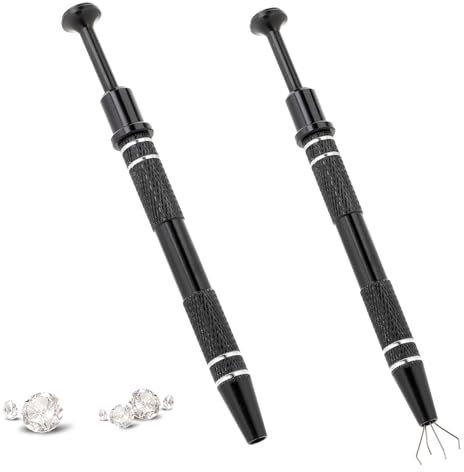 simarro 2 Stück Piercing Zange, Piercing Kugel Zange 12cm Diamant Edelsteine Catcher mit 4 Klauen, Piercing Kugel GreiferPiercingkugelzange Schmuck Pick up Werkzeug für Kleinteile Schmuck(Schwarz)