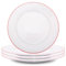 Happy Homewares Premium Set of 4 White Ceramic Dinner Plates with Elegant Thin Red Rim - Durable, Stylish Dinnerware for Modern Table Settings