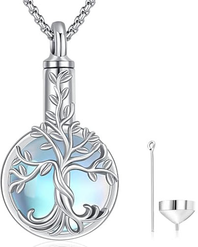 Friggem Baum des Lebens Urnen kette 925 Sterling Silber Damen Urnen Anhänger Einäscherung Gedenkstätte Halskette Damen Schmuck Geschenke zu Ehren von menschlichen Haustieren