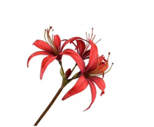 Silk-ka Kunstblume-Seidenblume-Künstlicher Zweig Amaryllis-Stiel Rot 80 cm