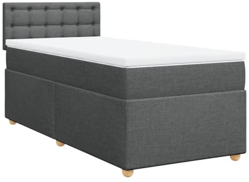 vidaXL Boxspringbett mit Matratze Dunkelgrau 80x200 cm Stoff
