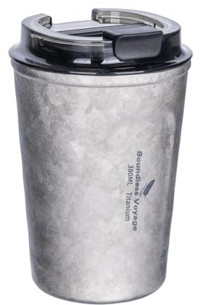 Boundless Voyage Bouteille isotherme en titane à double paroi, tasse à café ultra légère, tasse de camping réutilisable, étanche, garde les liquides chauds ou froids