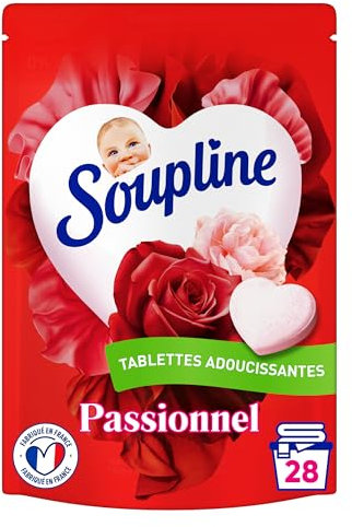 SOUPLINE - Tablettes Adoucissantes Coeurs - Bouquet de Roses Passionnel - 28 Pièces