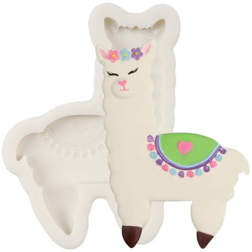 MINFEIDMS Lama Fondant Silikon Formen Tier Alpaka Schokolade Form für Kuchen Dekoration Cupcake Topper Zuckerkraft Süßigkeiten Gum Paste Polymer Clay