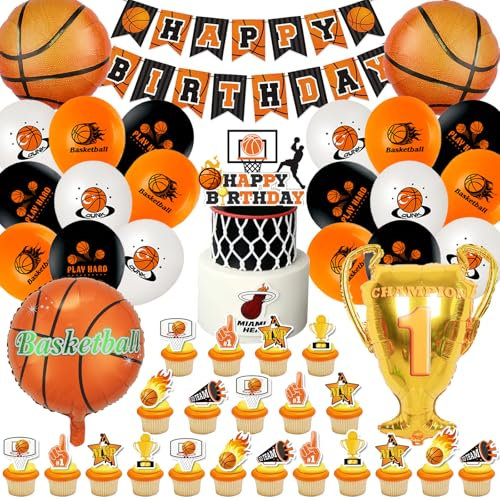 Basketball Deko Geburtstag,Basketball Luftballon Set 51 Stück,Basketball Kindergeburtstag Deko für Jungen Mädchen,Basketball Latex Ballons Helium,Basketball Thema Party Decoration