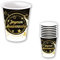 FIESTAS GUIRCA | 6 Gobelets Jetables Joyeux Anniversaire (240 ml) (9 cm) - Décoration de Table pour Fêtes d'Anniversaire et Graduations - Idéal pour Célébrations et Événements - Noir, Or, Blanc