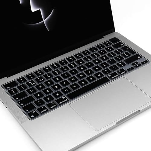 Tastaturabdeckung für MacBook 2024, 14 Zoll, M4 Pro/Max Chip-Modell A3112, A3185, A3401, A3186, A3403, UK/EU Layout-Schutz, Zubehör (Silikon, Englisch)