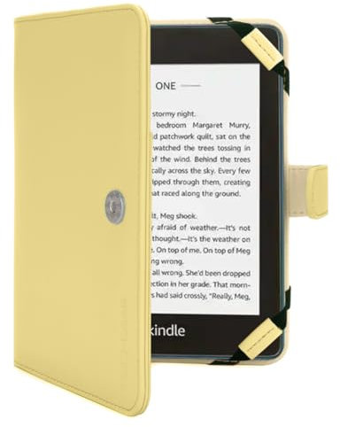 TECHGEAR Étui à rabat en cuir PU avec fermoir magnétique pour liseuses Kindle 12e à 4e génération (2024-2011) et Kindle Paperwhite avec écran 6 Jaune