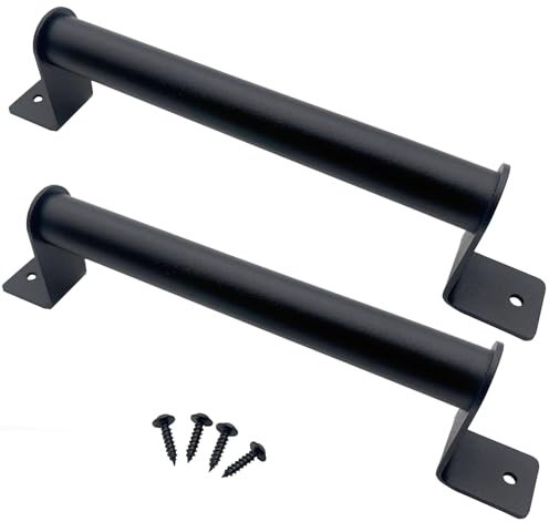 Maniglie per porte da fienile da 22,9 cm, per recinzioni in legno, capannoni, garage, porte scorrevoli, stile rustico, stile industriale, per esterni, interni, esterni e interni, colore nero, 2 pezzi