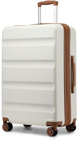 Kono Lightweight 28 Large Suitcase | Hard Shell with TSA Lock | 4 Dual Spinner Wheels | Expandable Design for Easy Travel | Perfect for Business & Vacation (Cream White,75x47.5x29.5cm)