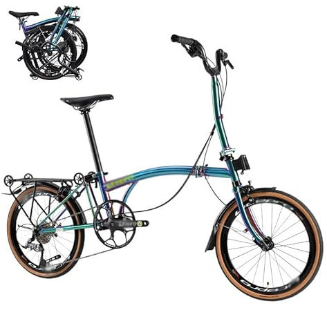 WEIMILOR 16 Zoll Faltrad mit 9 Gängen, Faltbares Fahrrad für Erwachsene, Pendlerfahrrad, Faltrad für Erwachsene/Frauen/Männer/Jugendliche, Scheibenbremsen vorne und hinten