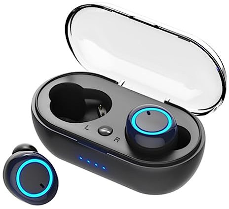 Daijianbin auricular Bluetooth Y10 Binaural Bluetooth Headset Y30 Auriculares Bluetooth con compartimento de carga Negro+