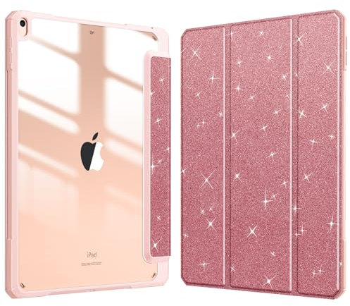 Fintie Hybrid Hülle für iPad Air 2019 (3. Generation) / iPad Pro 10.5 2017 - [Eingebauter Stifthalter] Stoßfeste Abdeckung mit Transparent Klar Hartschalen Rückseite Schutzhülle, Glitzer Rosa