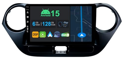 YUNTX 9 Zoll Android 15 Autoradio mit Hyundai i10 2014-2019 | Octa Core | 6GB 128GB | Eingebaut 4G LTE | CarPlay&Android Auto | DSP | DAB | HDMI | Dual Band WiFi | Bluetooth