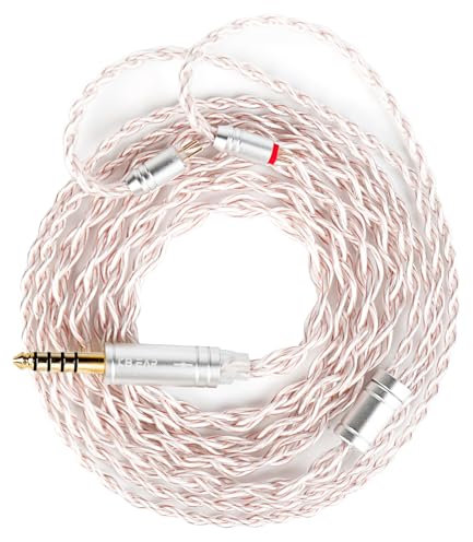 KBEAR FanMusic 2Pin IEM Cable, 6N OFC Silver-Plated Earphone Upgraded Cords Headphone Extension Wire, in Ear Monitors Cable for Audiophile Musician, 3.5mm Gold-Plated Plug (Silver Pink, 2PIN 4.4MM)
