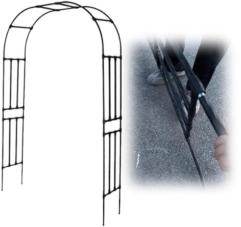Rosenbogen Verzinkter Rostfrei 120 150 180 200 210 220 230 240 250 280 300 320 CM, Gartenbogen Spalier für Kletterpflanzen Rosengewächse Weinreben, Außenbereich Rankbogen Rosenhilfe(W200cmxH270cm)