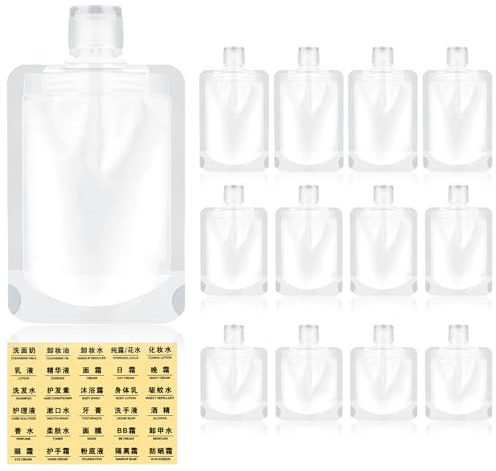 15 Stück Reisegröße Behälter Nachfüllbare Leere Quetschbeutel Auslaufsichere Reiseflasche Set Reiseset Flüssigkeiten zum Befüllen 30/50/100ml Tragbare Verpackungsbeutel für Shampoo Lotion Haarspülung