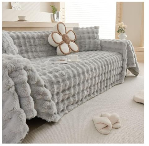 GWTYR Thick Sofa Cushion Cover Soft and Warm Corner L Shaped Couch Slipcover for 1 2 3 Seater Sofas Funny Fuzzy Non Slip Solid Color Cosy Plush Couch Protector