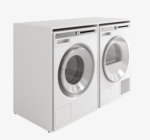 PLATAN ROOM Waschmaschinenschrank 130 cm breit Überbauschrank Waschmaschine oder Wäschetrockner Schrank für Bad (65 cm tief, Weiß matt)