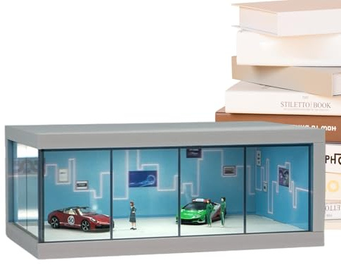 Generico Schutzhülle für Automodelle – Staubdichte LED-Vitrine 26,5 x 10,5 x 15 cm, hochtransparente Acryl-PVC-Struktur, Spielzeug-Organizer für Fahrzeuge | Displayschutz