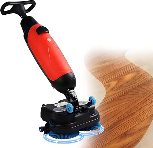 MLYYYDSS Autolaveuse Professionnelle légère, électrique, avec Une Largeur de Nettoyage de 43 cm (17 Pouces), Double Brosse rotative et tête pivotante à 360° Red