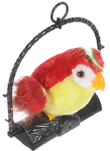 UPKOCH Juguete Grabador de Loro Parlante Eléctrico Rojo sin Batería, Decoración Colgante Interactiva, Juguete Educativo de Aprendizaje Temprano Movimientos de Cabeza y Alas