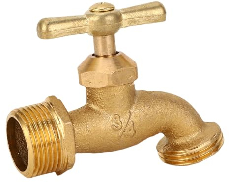 Telituny Robinet de Jardin, Vanne d'Arrosage 3/4 Pouce, Robinet Extérieur en Laiton Robust avec Poignée en Zinc, Filetage Mâle G3/4 pour Tuyau Cuivre, Tuyau d'Arrosage, Système