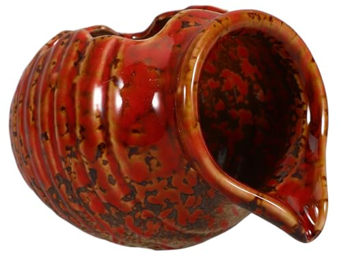 POPETPOP Fontaine à Eau en Pot Céramique Rouge Circulation d'eau Fluide, Décoration pour Patio et Jardin Près Piscine, Accessoire D'ornement