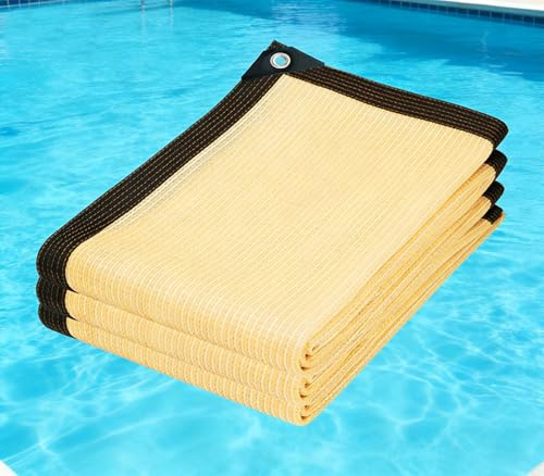 Filet d'ombrage 250 x 350 cm avec Œillets, Protection UV, Respirant, Rafraîchissant Voile D Ombrage Rectangulaire pour Balcon Serre Plantes Terrasse Poulailler Piscines, Couleur Crème
