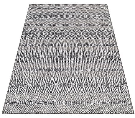 KADIMA DESIGN Outdoor Teppich Bohemian Design Wetterfest UV-Beständig Waschbar Strapazierfähig Langlebig Grau 140x200 cm Terrasse Balkon Fußbodenheizung geeignet | Orla